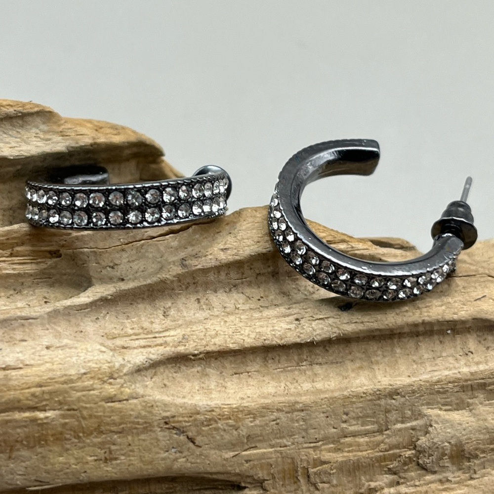 Elegant Silver and Crystal Hoop Earrings